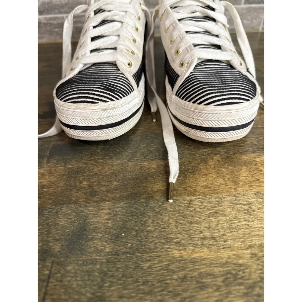 Kate Spade Keds Triple Deck Sneakers Black White Striped Platform Shoes Womens 9